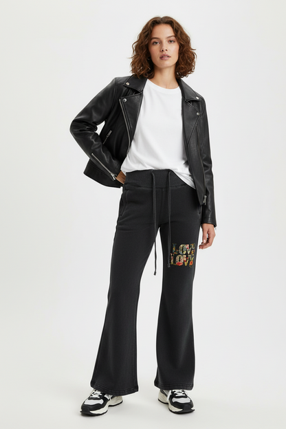 Vintage Washed Flared Fleece Pants