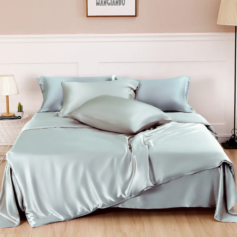 Solid Color Nordic Silk Bedding Set
