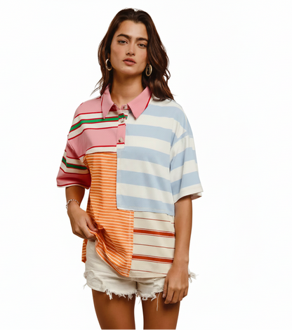 BiBi Mix And Match Stripe Color Block Shirt