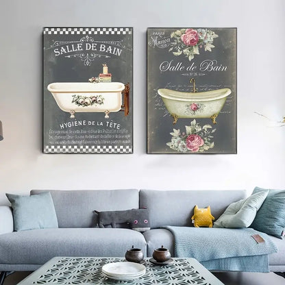 Retro Floral Bath Wall Art (1pc)