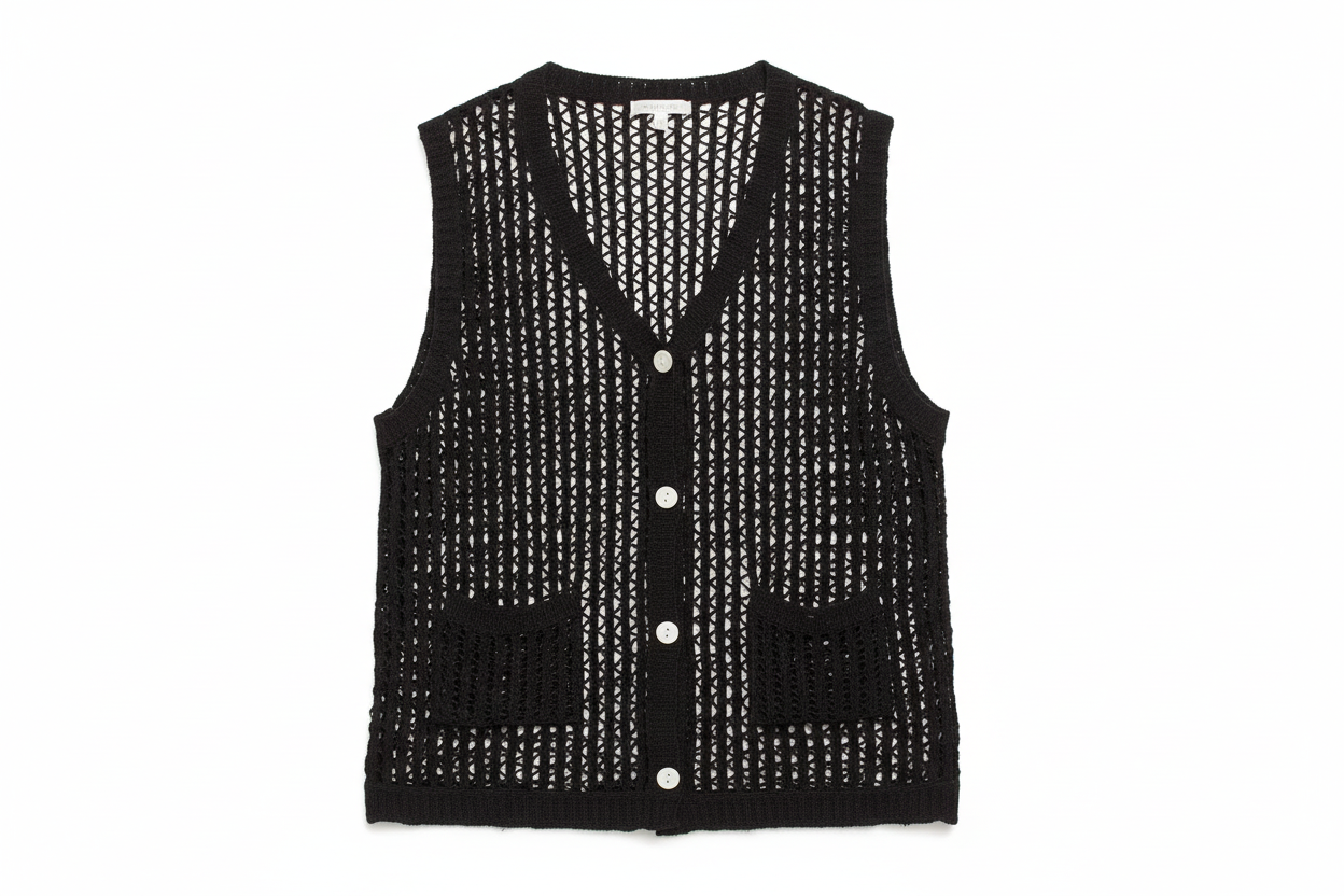 ADORA Button Down Crochet Vest Top