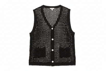 ADORA Button Down Crochet Vest Top