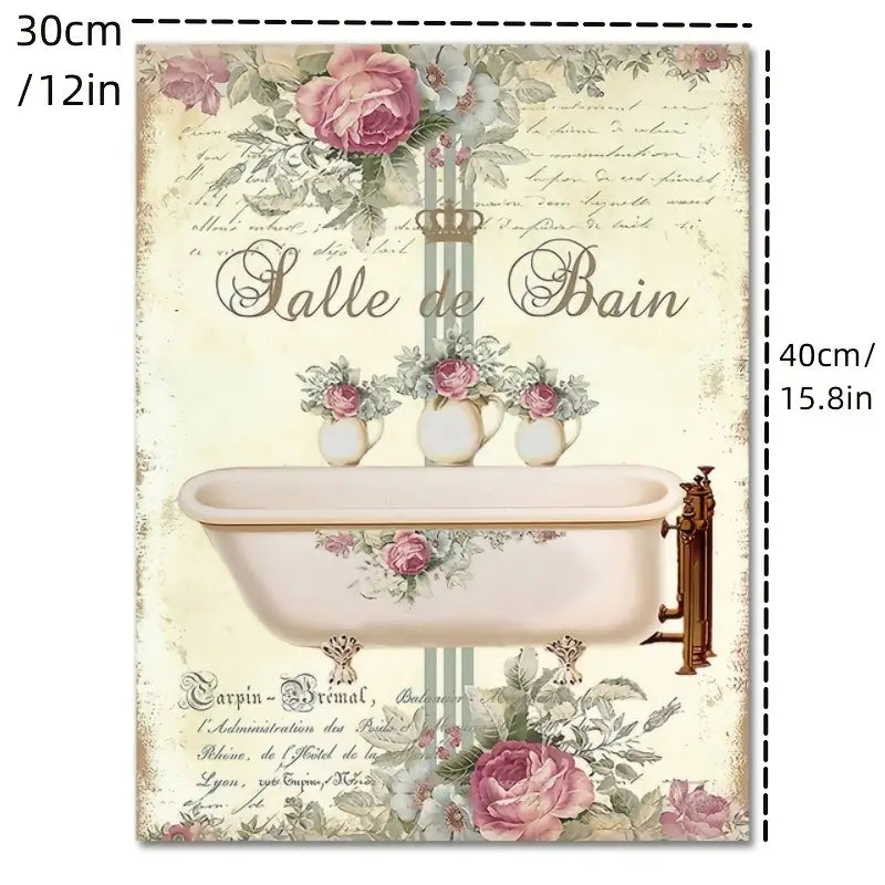 Retro Floral Bath Wall Art (1pc)