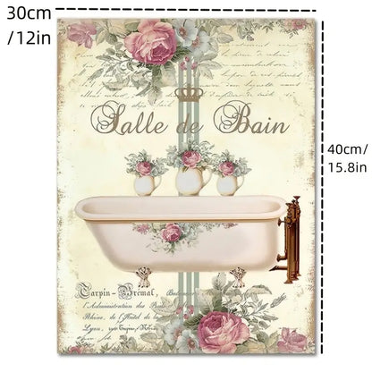 Retro Floral Bath Wall Art (1pc)