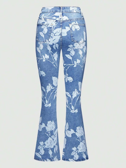 Women's Floral Denim Pants
