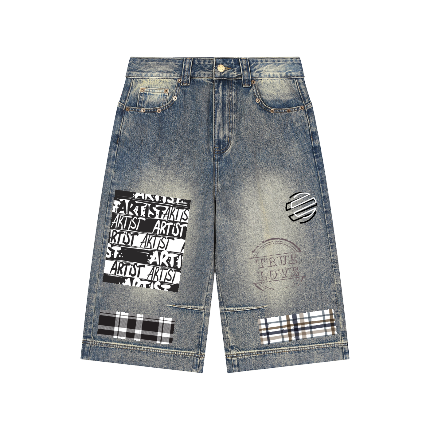 Vintage Wash Baggy Denim Shorts