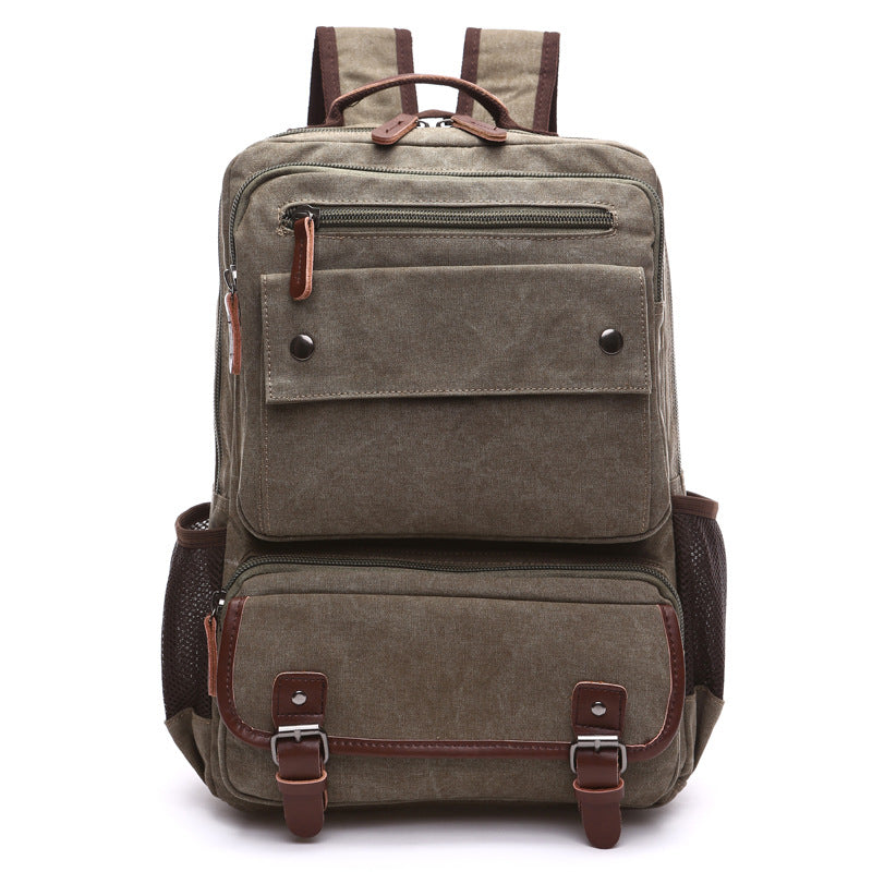 Multi-Pocket Canvas Travel Backpack