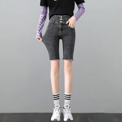 High-Waisted Skinny Black Pencil Jeans