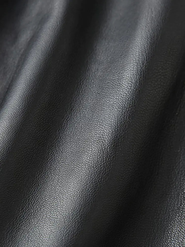 Genuine Leather A-Line Midi Skirt