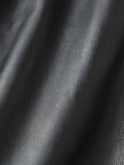 Genuine Leather A-Line Midi Skirt