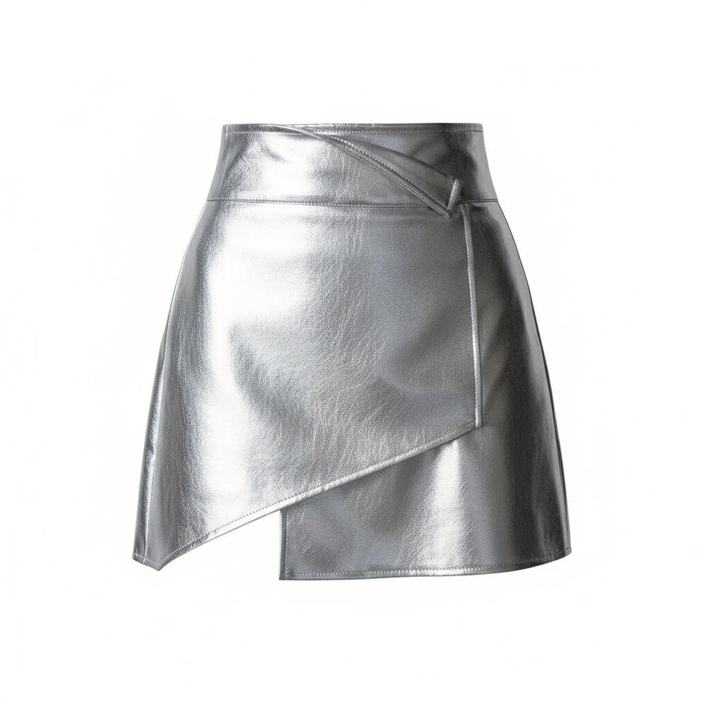 Chic Black Asymmetrical Leather Skirt