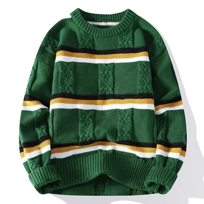 Men's High Elastic Knitted Stripe Sweater