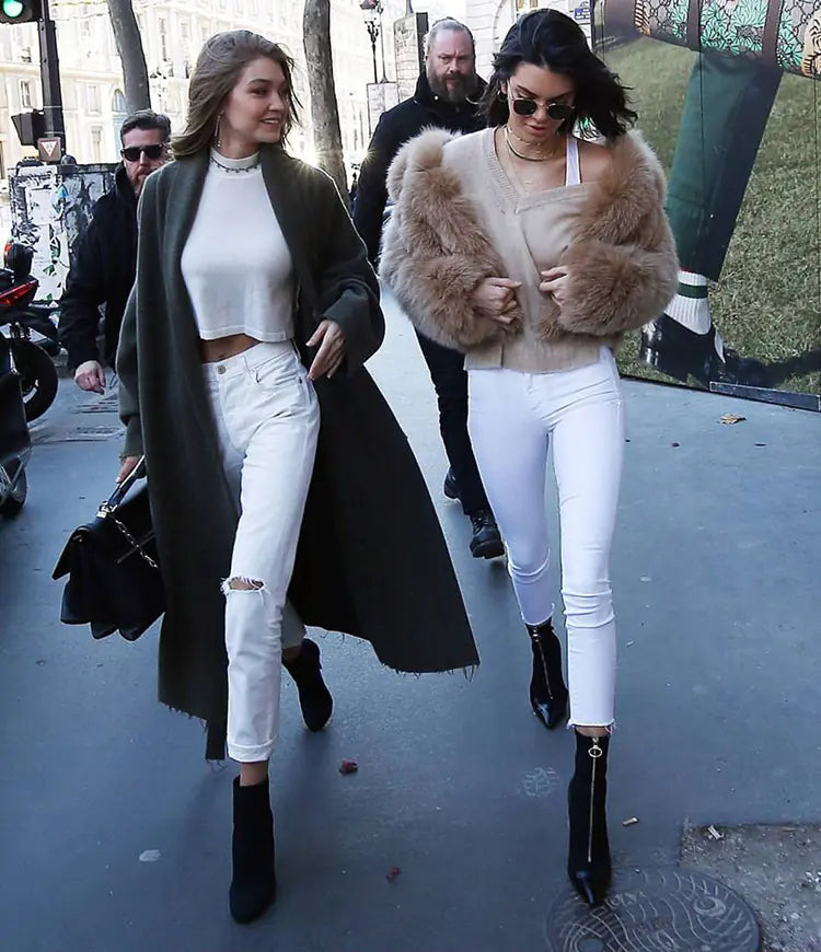 Ripped White 9-Point Harem Denim Pants