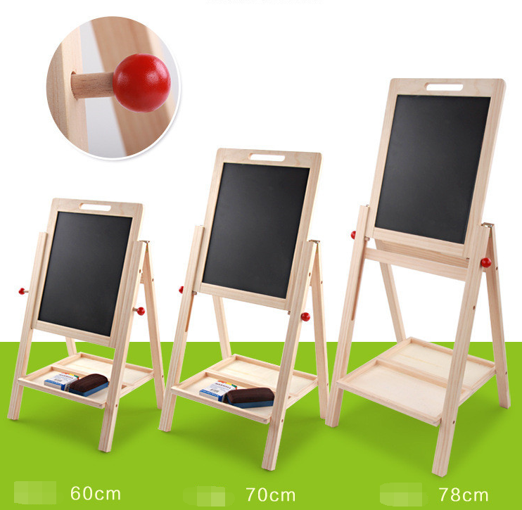 Wooden Dual-Sided Writing Board for Kids, Adjustable