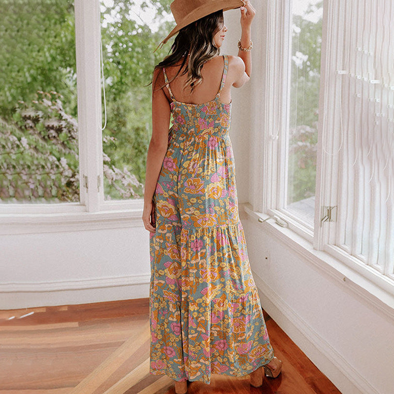 Sleeveless Spaghetti Strap V-neck Jumpsuit