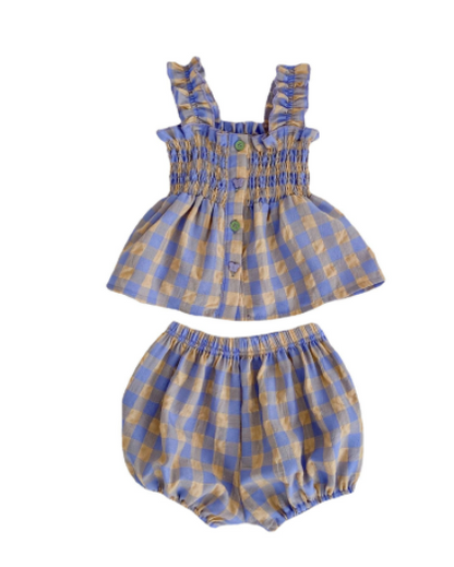 Kilt Set with Color-Block Checkered Top (One Piece)