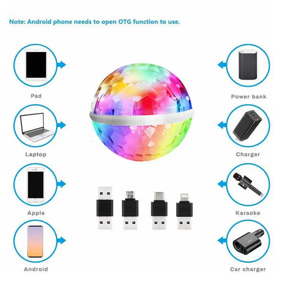 6W Mini Magic Ball Disco Lamp - RGB Voice Control