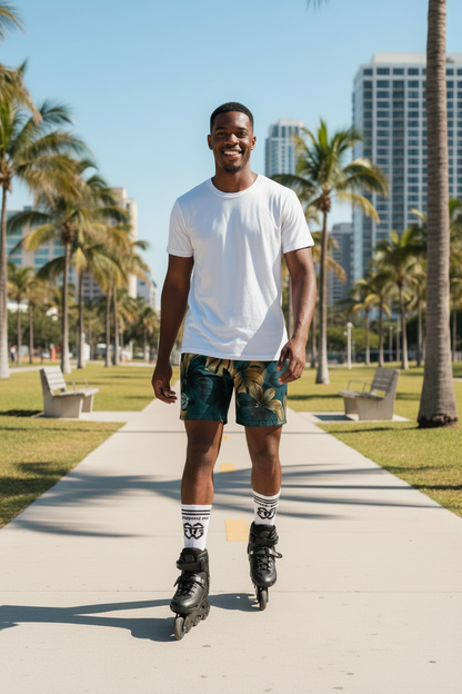 Unisex Gold Monstera Cotton Shorts