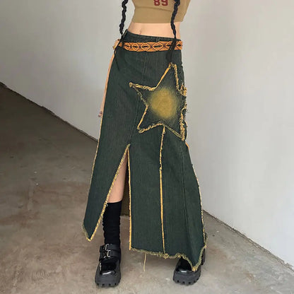 Women's Starry Denim Mermaid Skirt
