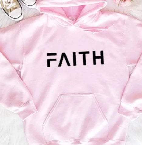 Casual Faith Print Hoodie