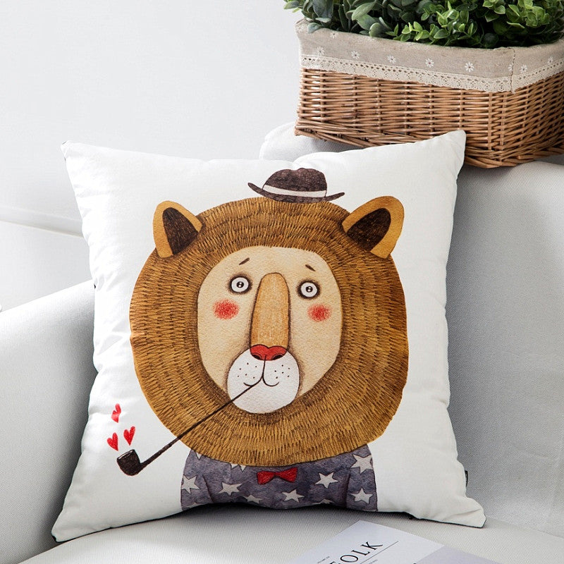 Cartoon Character Series Linen Pillow Cover