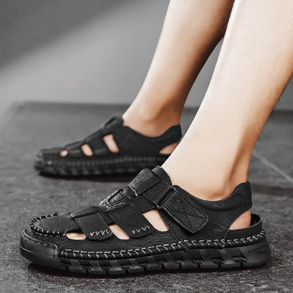 Men's Simple All-match Leather Non-slip Sandals