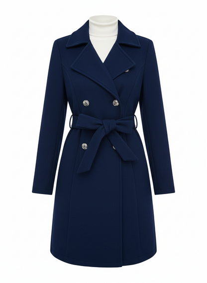 Ladies' Mid-length Solid Color Belt Coat