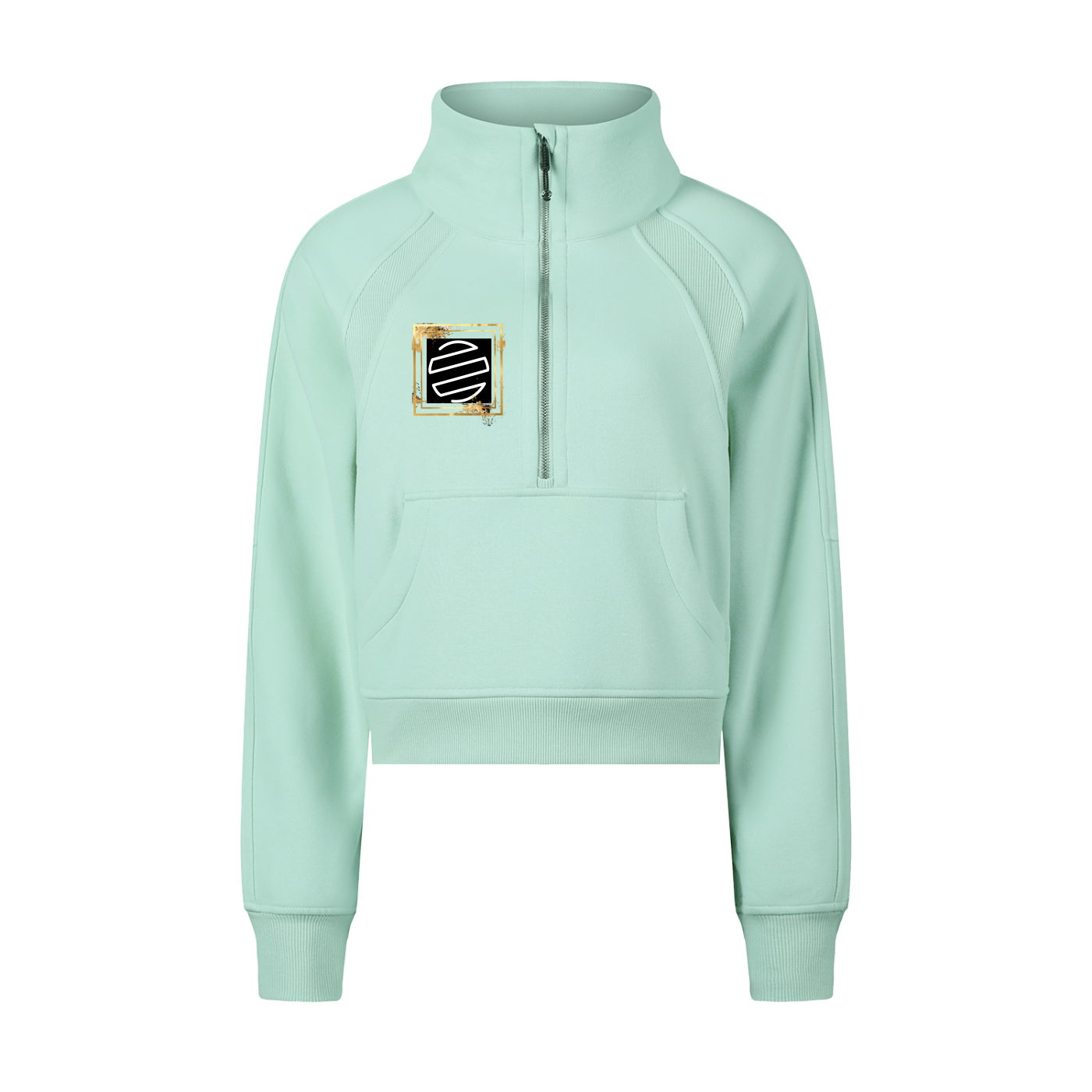 Accent Gold Cropped Half-Zip Sweatshirt
