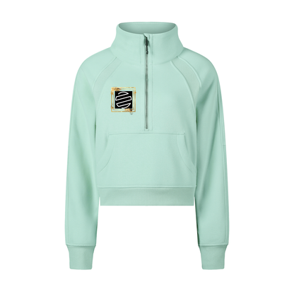 Accent Gold Cropped Half-Zip Sweatshirt