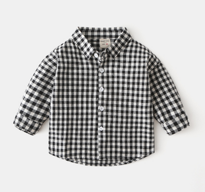Kids' Plaid Cotton-Linen Shirt