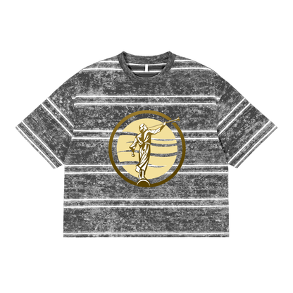 Snow Washed Striped Boxy T-Shirt