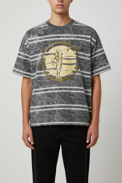 Snow Washed Striped Boxy T-Shirt