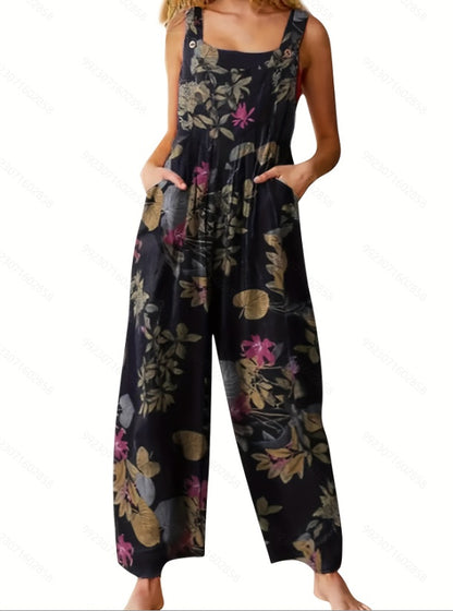 Women's Bohemian Style Suspender Button Jumpsuit