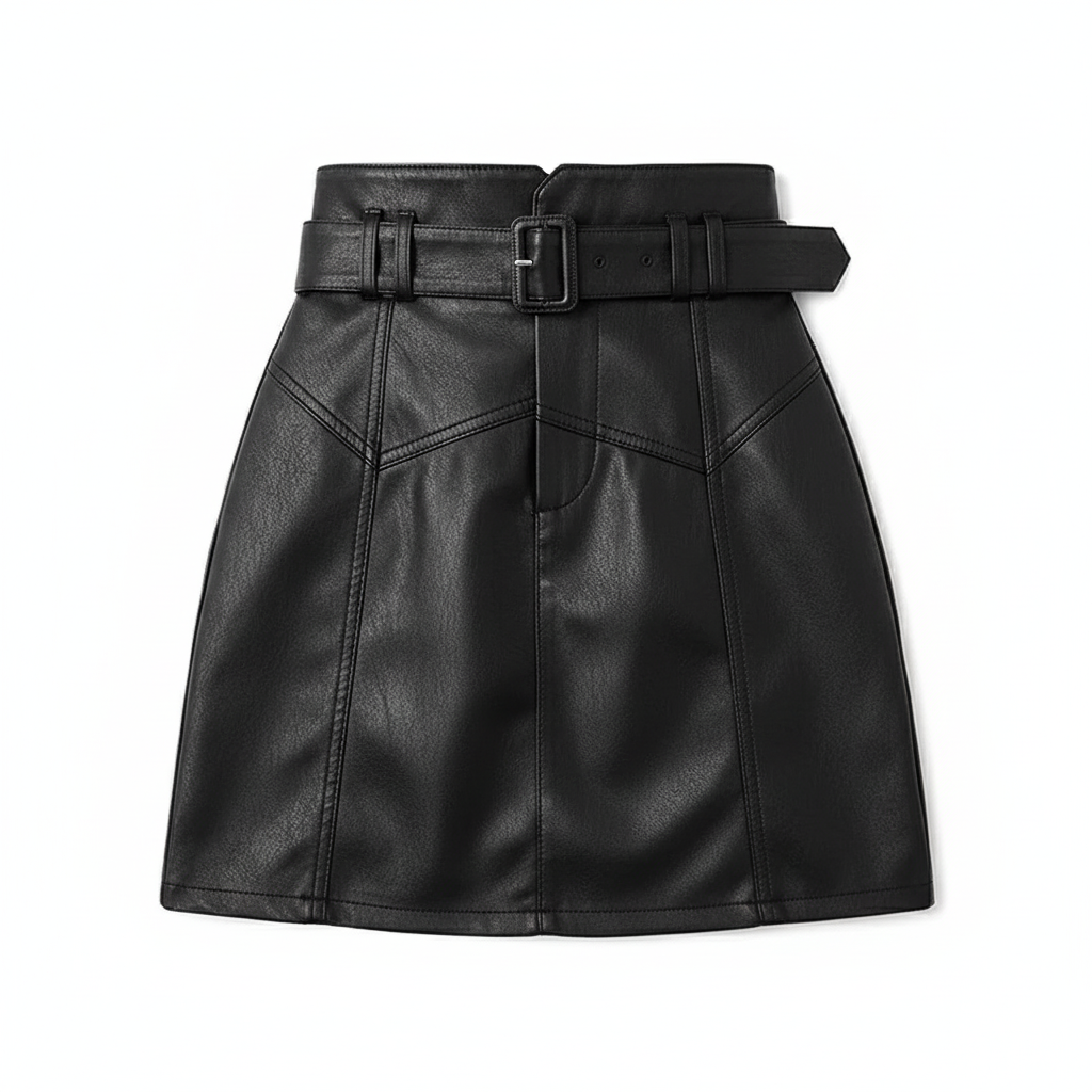 Women's Black Leather Skirt
