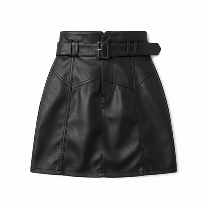 Women's Black Leather Skirt