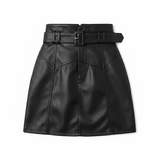 Women's Black Leather Skirt