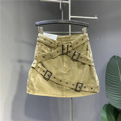 Design Denim Skirt with Straps