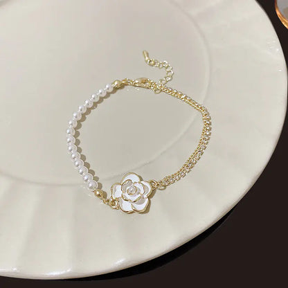 Vintage Camellia Pearl Bracelet - Hong Kong Style