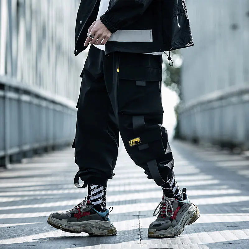 Black Paratrooper Flex Casual Pants