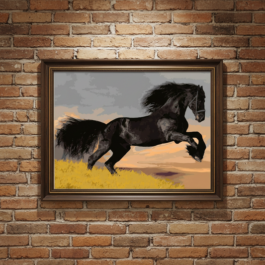 Black Horse Oil Painting