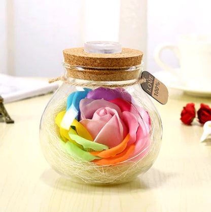 Creative Lucky Star Glass Bottle Soap Flower Night Light