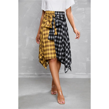Elegant Irregular Lace-Up Midi Skirt