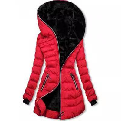 Mid-length Hooded Warm Fleece Padded Jacket