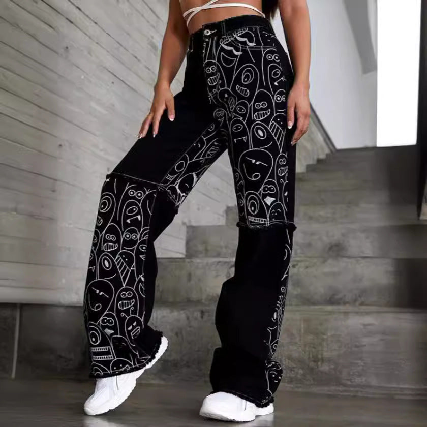 Cartoon Cat Bell Bottoms