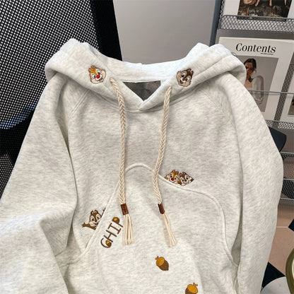 Cartoon Embrioded Hoodie