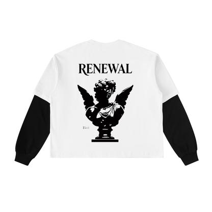 'Sacred Sacrifice' Layered Contrast Sleeve Cotton T-Shirt