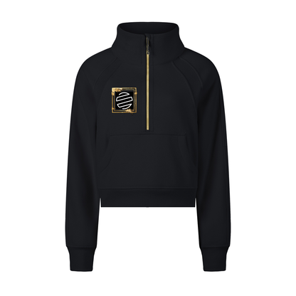 Accent Gold Cropped Half-Zip Sweatshirt