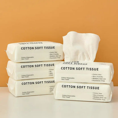 Disposable Cotton Facial Wash Towels - 50 pcs Pack