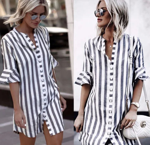 Striped Bell Sleeve Dress