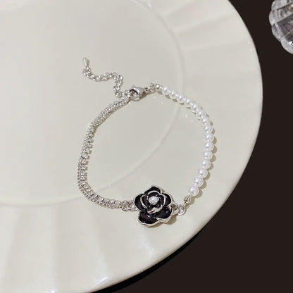 Vintage Camellia Pearl Bracelet - Hong Kong Style